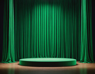 Green fabric podium