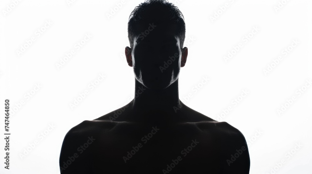 Poster a man's silhouette against a plain white background. ideal for use in presentations or graphic desig
