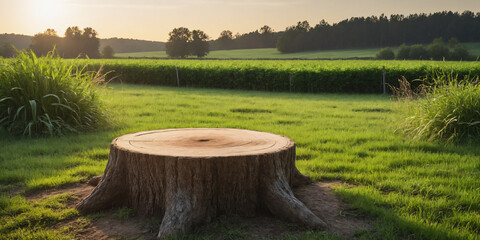 wooden stump table - 747464831