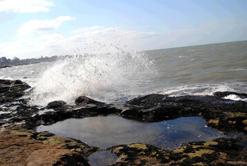 Beach stones and sky landscape