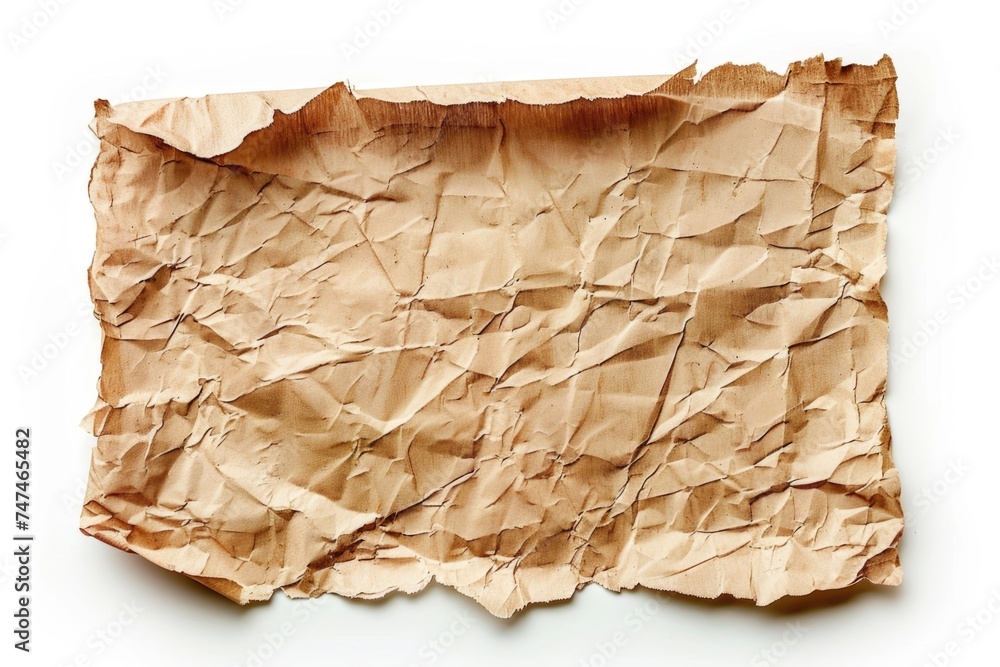 Poster a piece of brown paper on a white surface, suitable for various design projects