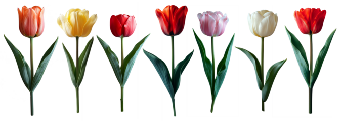 Tulip flower collection isolated on transparent background png