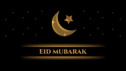 Obraz na płótnie Canvas Eid Mubarak Greetings with Crescent Moon and Stars