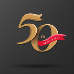 50th anniversary celebration logotype with modern elegant number design