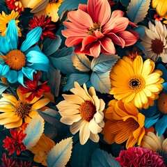 Floral Patterns. Elegant Retro Floral Designs. Colorful Floral Patterns Vintage Paper. AI Generated