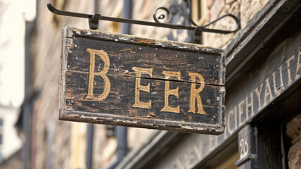 Obraz premium Tavern Charm: Wooden BEER Invitation