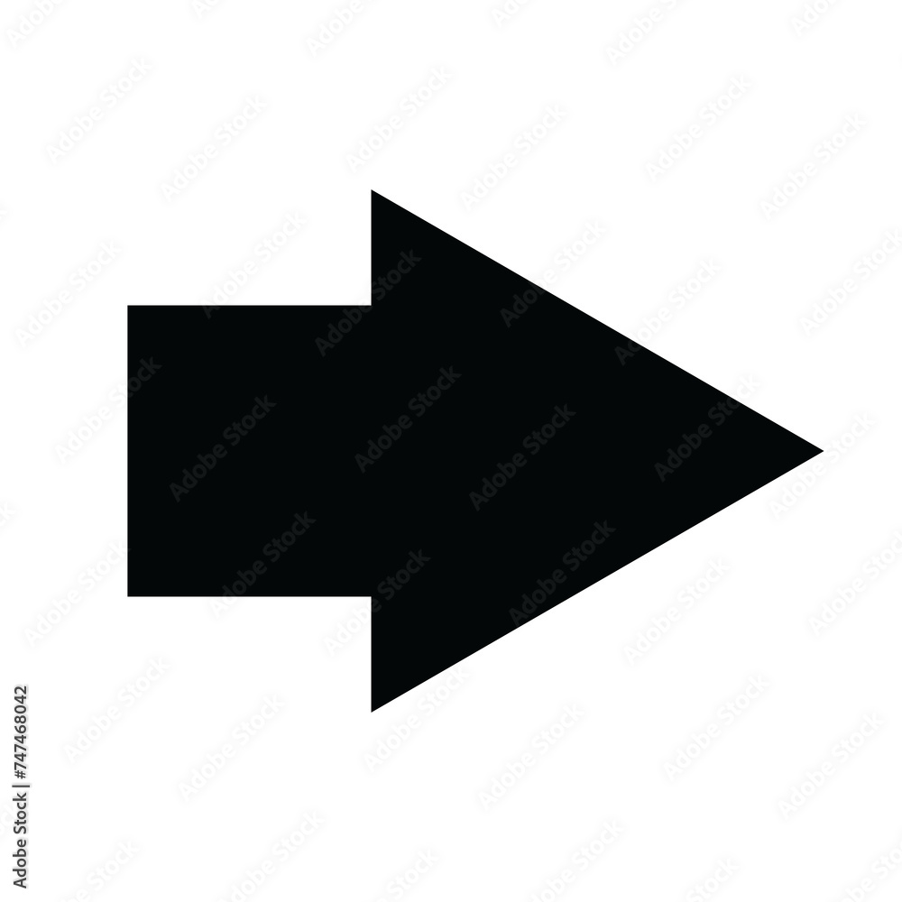 Poster right side arrow icon. sleek arrowhead pointing right, dynamic right side arrow symbol in minimalist