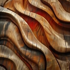 flowing wooden textures and waves in abstract art form with warm tones