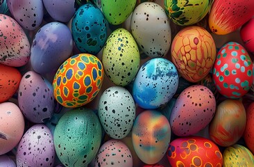 Fototapeta na wymiar Multicolored Patterned Easter Eggs