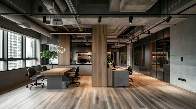 Modern Office Interior with Natural Light. Generative ai