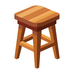 Isolated Wooden Stool Vector Illustration