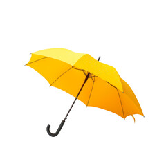 Bright Yellow Umbrella With Black Handle on White Background
