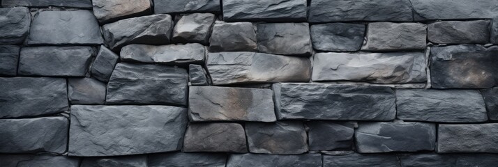 Fototapeta premium Grey Stone Concrete Texture Background. Dark Anthracite Stone Panorama Banner with Long Concrete Texture