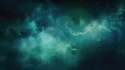 Shiny Glitter Haze: Blue and Green Fusion of Ink Water and Steam Cloud with Fantasy Night Sky Texture on Abstract Art Background