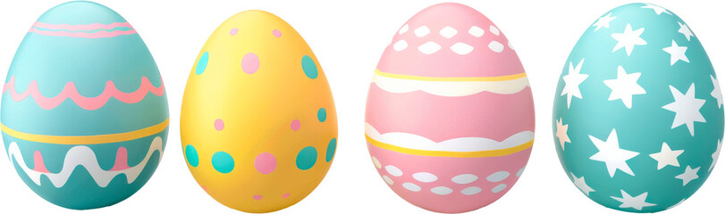 Brightly Decorated Easter Eggs Displaying Festive Patterns and Designs