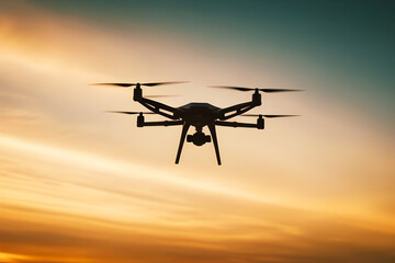 Fototapeta na wymiar Drone in the sky at sunset