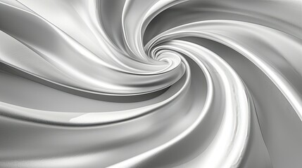 Silver silky fabric twirling into a spiral.