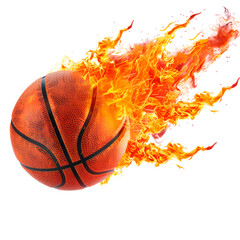 Ignited Basketball on White Background