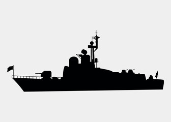 warship vector icon isolated on white background - obrazy, fototapety, plakaty