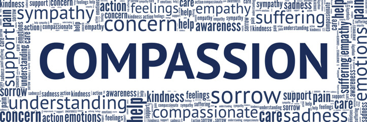 Compassion word cloud conceptual design isolated on white background.