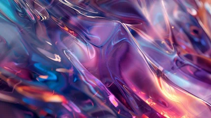 Rolgordijnen Abstract Futuristic Metallic Multicolored Background. Generative AI © Ikram
