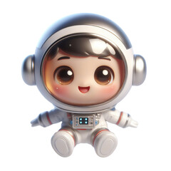 Obraz na płótnie Canvas Little astronaut kid in 3D render style, isolated