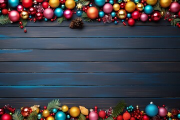 Top view of a festive setting adorned with colorful decorations, creating an inviting background with ample space for text customization.