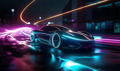car in night and motion blur