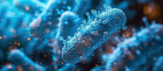 3d microscopic blue bacteria - obrazy, fototapety, plakaty