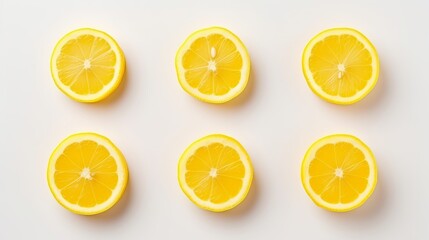 A set of sliced lemon isolated on white background. Top view