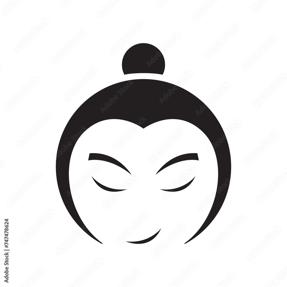 Poster asian culture young man icon logo vector