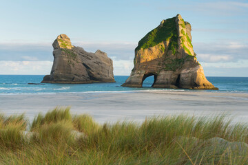 Archway Islands, Wharariki Beach, Tasman, Südinsel, Neuseeland, Ozeanien