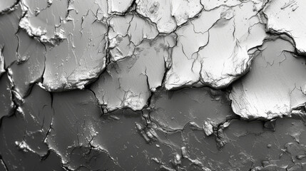 Detailed view of cracked paint on a surface, offering a monochrome texture aesthetic
