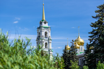 The stone fortress in the center of Tula is the Tula Kremlin. Assumption Cathedral. Russia. Tula.