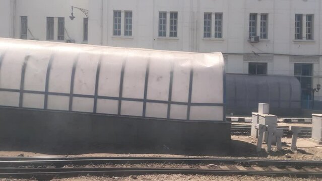 Slowly moving through an Egyptian trainyard