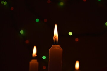 candle and bokeh, fire