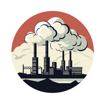 Rauchende Fabriken und Umweltverschmutzung Vektor isoliert transparent hintergrund