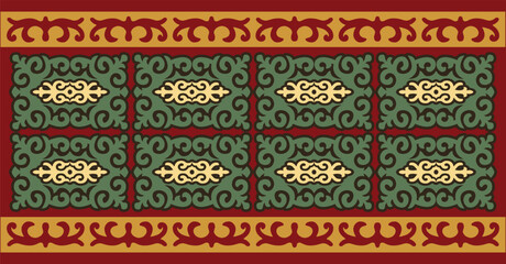 Kazakh asian nomadic ethno tribes on background
