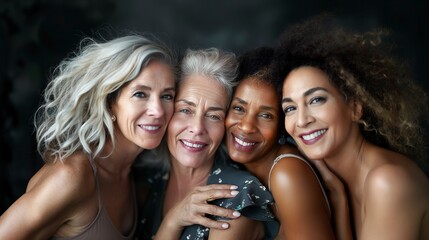 Obraz premium A diverse group of women smiling and posing for a photograph.