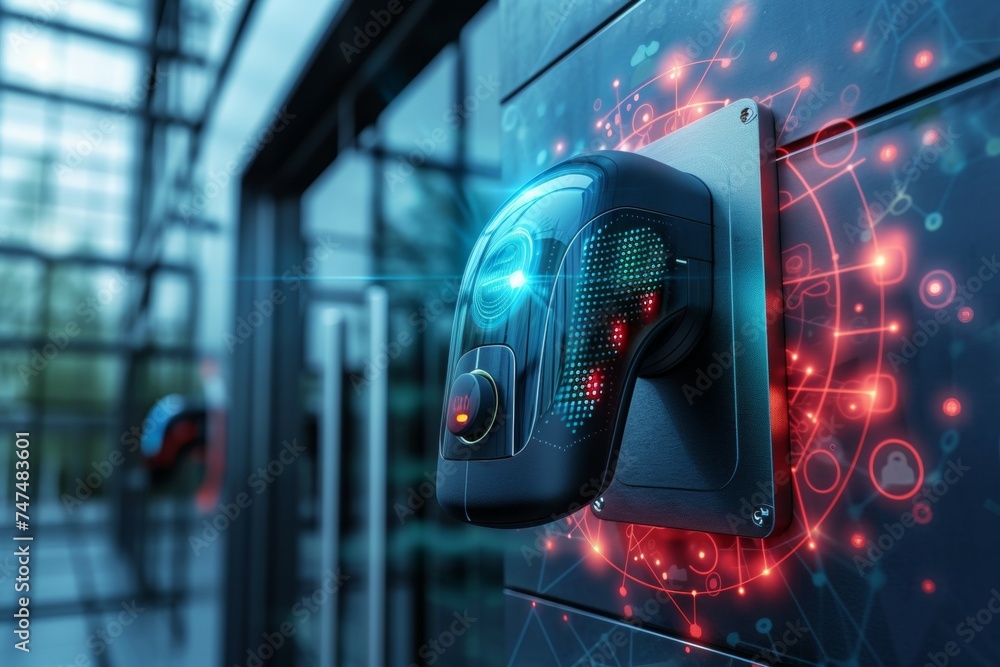 Aufkleber access control. security and fingerprint login. background with selective focus and copy space