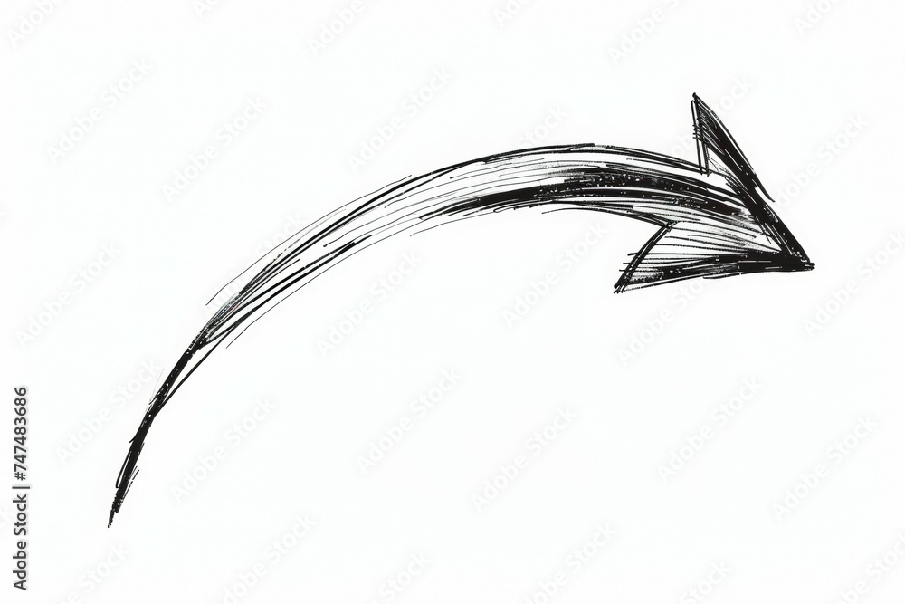 Poster drawn arrow. background with selective focus and copy space