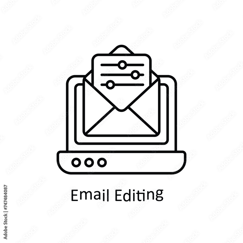 Poster email editing vector outline icon design illustration. graphic design symbol on white background eps