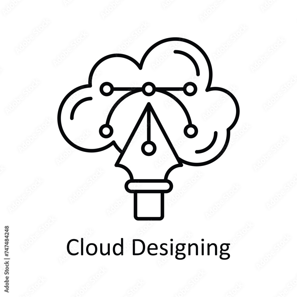 Poster cloud designing vector outline icon design illustration. graphic design symbol on white background e