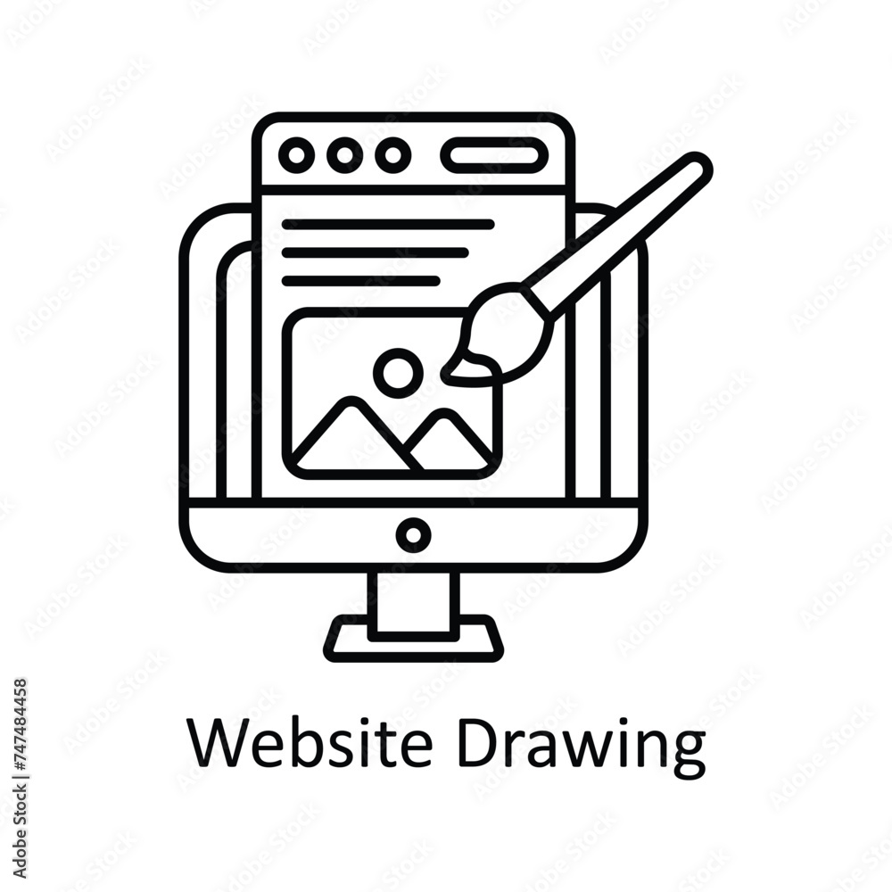 Poster website drawing vector outline icon design illustration. graphic design symbol on white background e