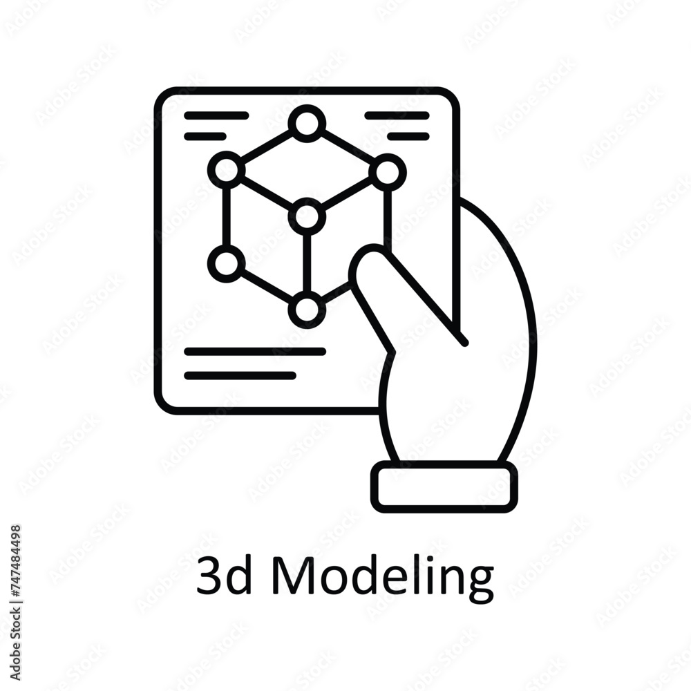 Aufkleber 3d modeling vector outline icon design illustration. graphic design symbol on white background eps 1