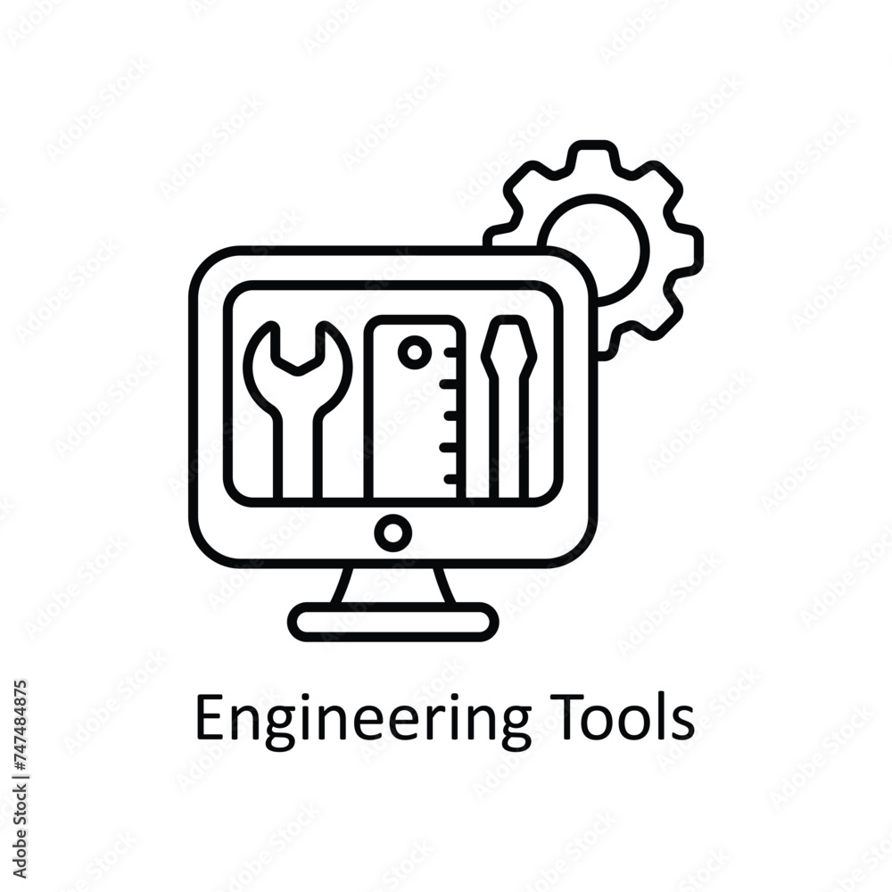 Poster engineering tools vector outline icon design illustration. graphic design symbol on white background