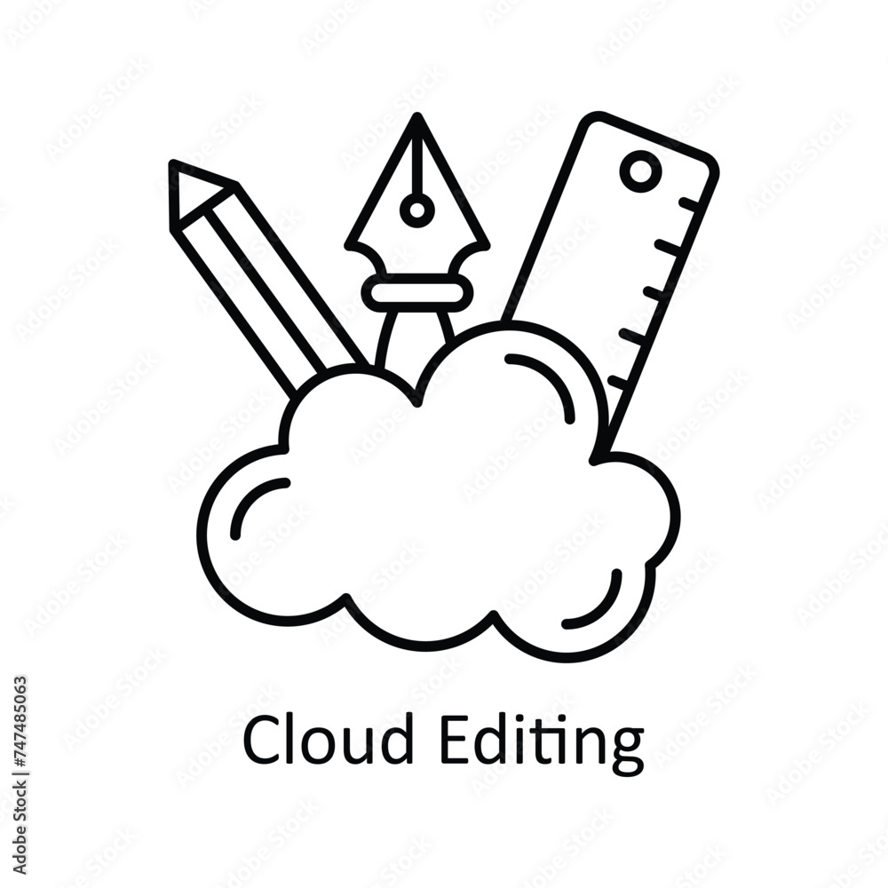 Poster cloud editing vector outline icon design illustration. graphic design symbol on white background eps
