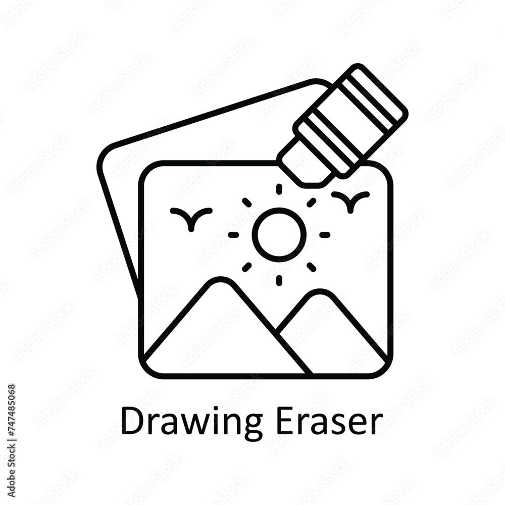 Poster drawing eraser vector outline icon design illustration. graphic design symbol on white background ep
