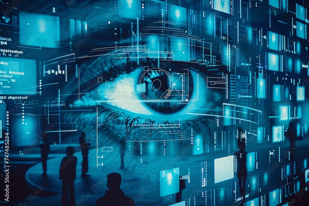 Poster face recognition concept. background with selective focus and copy space
