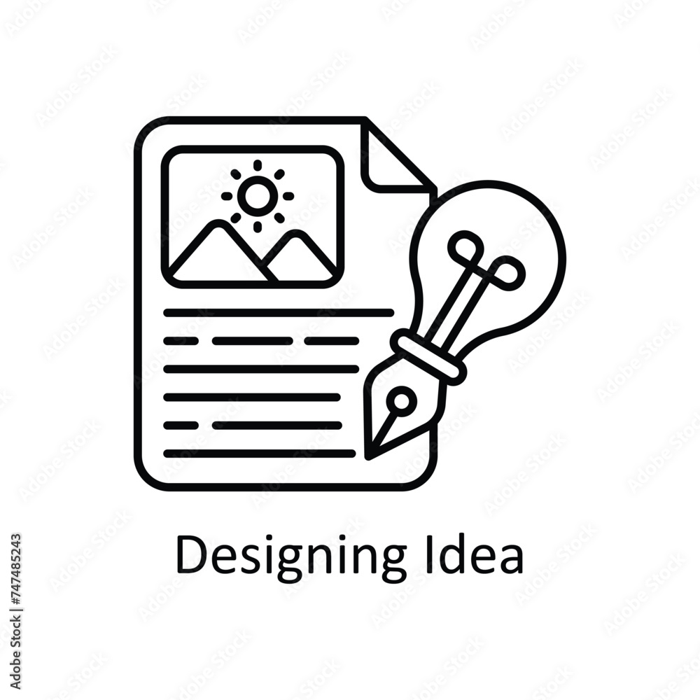 Poster designing idea vector outline icon design illustration. graphic design symbol on white background ep